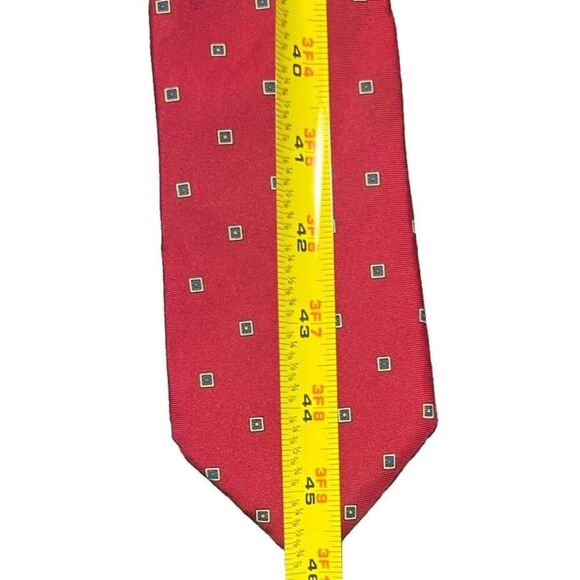 Christian Dior Tie Silk Red All Over Geometric Print Vintage - Picture 4 of 5